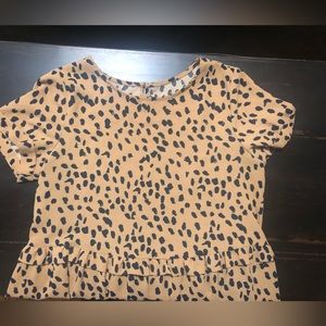 Orange and Navy Blue Polka Dot Cheetah Print Peplum Mini Dress